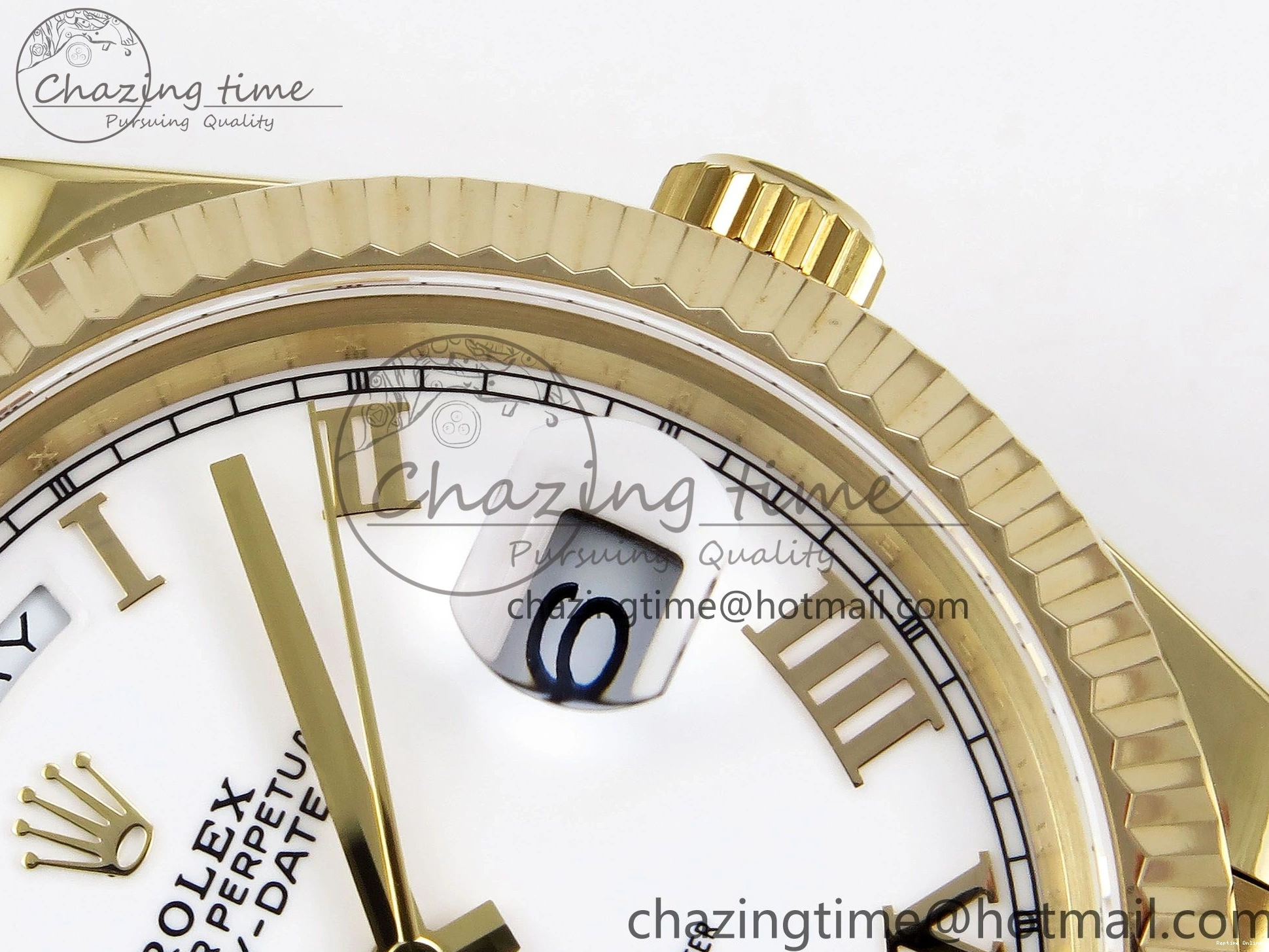 0518 Day Date 40 YG JDF Gain Weight 904L Steel White Roman Dial on President Bracelet VR3255 V Functional 1369